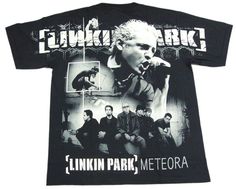 a black t - shirt with an image of the band linkin park on it