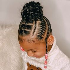 Children Cornrow Hairstyles Natural Kids, Braids Beads, Cute Toddler Hairstyles, Lil Girl Hairstyles, Kids Curly Hairstyles, Toddler Hairstyles