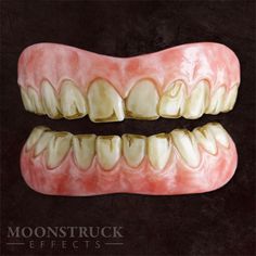 two teeth with gums on them are shown in this composite image from the moontruck effects website