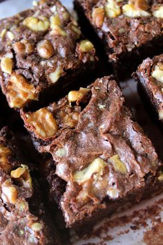 chocolate brownies with walnuts and nuts on top