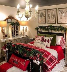 a christmas themed bedroom decorated for the holidays