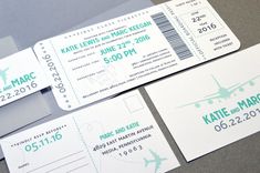 three boarding cards with airline tickets on them