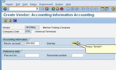 a screenshot of a computer screen with the text create vendor accounting information