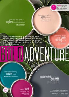 an advertisement with different colors on it for the brand's new cosmetics line, build adventure