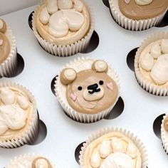 cupcakes with frosting in the shape of teddy bears