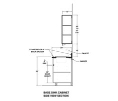 a drawing of the base sink cabinet side view section