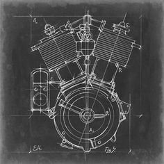 Motorcycle Engine Blueprint IV Poster Print - Ethan Harper-VARPDX132530Z Image 1 Blueprint Graphic Design Poster, Engine Aesthetic, Ship Blueprint, Engine Blueprint, Nice Tattoos, Chic Tattoo, Study Hacks, Blueprint Art, West Lafayette