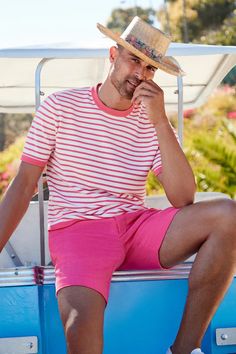 MR TURK - $258.00 | The short-sleeve pullover sweater got a fresh update with timeless horizontal stripes. Timeless and seasonless, this short-sleeve sweate will become a versatile essential in your workday-to-weekend wardrobe. #mrturk #trinaturk #mensfashion #AD Men's Casual Style, Weekend Wardrobe, Short Sleeve Pullover, Horizontal Stripes, Trina Turk, New Man, Men's Casual