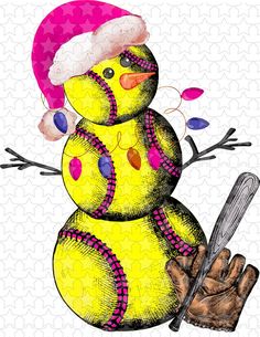 a drawing of a snowman wearing a santa hat and holding a pair of gloves