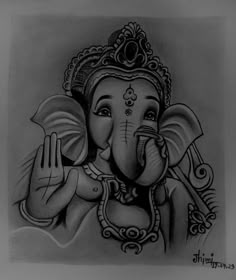 a drawing of an elephant with a person on it's head and hands in the air