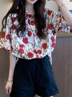 ❤Classic Rose Pattern Shirt❤ Shirt Styling, Rose Shirts, Pattern Shirt, Rose Pattern, Styling Ideas, Shirt Pattern, One Color, Floral Tops, Shirt Style