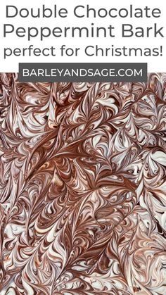 chocolate peppermint bark for christmas with text overlay that reads double chocolate peppermint bark perfect for christmas