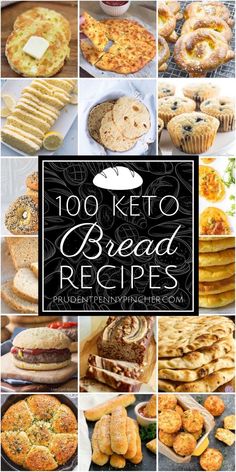 the top ten keto breads are shown in this collage with text overlay