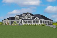 this is an artist's rendering of a large house in the country side view