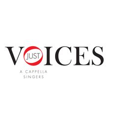 the logo for just voice's, which is also in red and black letters