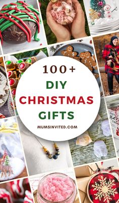 a collage of christmas gifts with the words, 100 + diy christmas gifts