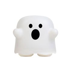 a white ghost with black eyes and nose