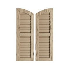 two open wooden shutters on a white background