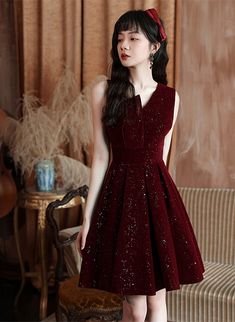 Wine Red Velvet Short Party Dress Homecoming Dress, Wine Red Bridesmaid Dress Prom Dresses Lace Sleeves, Graduation Dresses Short, Wine Red Bridesmaid Dresses, Long Black Evening Dress, Prom Dresses 2016, Dresses Graduation, Custom Bridesmaid Dress, Red Bridesmaids, Color Rush