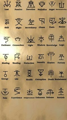 an image of some type of writing on a wall with other symbols in the background