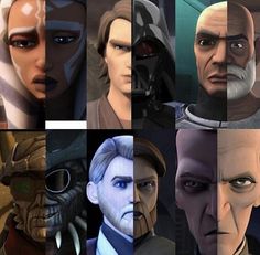 star wars characters with different facial expressions and hair styles in their avatars, from the beginning to the end