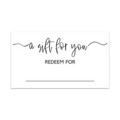 a gift for you card with the words,'a gift for you'in black ink