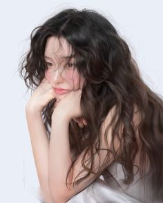 Korean Perm, Practicing Drawing, Hands On Face, Hair Spring, Chica Cool, Photographie Portrait Inspiration, Hair Reference