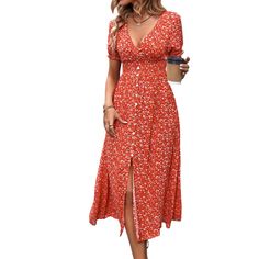 Women Short Sleeve Maxi Dresses Smocked V Neck Floral Summer Casual Long Dress Product Details Size: Medium Color: Red Brand: No Brand Mpn: Does Not Apply Upc: Does Not Apply Ean: Does Not Apply * Department : Womens * Date First Available : June 13, 2023 Red Short Sleeve Dress Classy, Mommy Outfits, Maxi Dress Sale, Short Sleeve Maxi Dresses, Split Maxi Dress, 16 29, Long Dress Casual, Solid Dress, Smock Dress