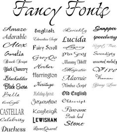 the different types of fancy font