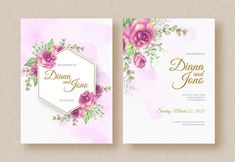 wedding card with watercolor flowers