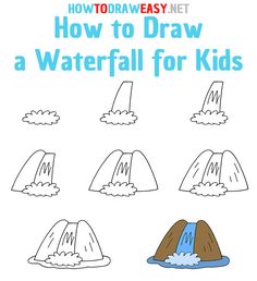 how to draw a waterfall for kids