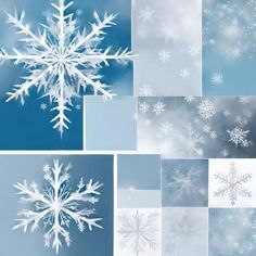 several snowflakes are shown in multiple squares