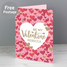 a valentine's day card with hearts and the words be my valentine reebca