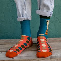 Need to give your outfit a pop of character and color? Equally charming with loafers, hiking boots or under a pair of Birkenstocks, these socks will deliver. Casual Handmade Multicolor Socks, Funky Dress Socks Men, Cheap Fun Men's Socks, Casual Multicolor Character Print Socks, Winter Novelty Cotton Socks, Men's Socks, Your Outfit, Ride On, Mens Socks