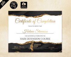 an award certificate for hair extensions