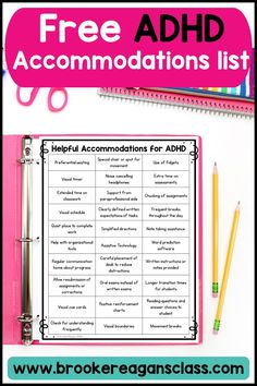 Free ADHD accommodations for a 504 plan or IEP for special education students to be successful in school. Great list for parents or teachers for special education accommodations for 504 plans. The best education plan and accommodations checklist for teachers when determining accommodations vs modifications in the classroom. Ideal special education resources, school counseling, teachers, and support staff. Student Data Organization, Data Organization, Classroom Incentives, Behavior Interventions, Classroom Behavior Management