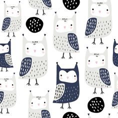 an owl pattern is shown on a white background