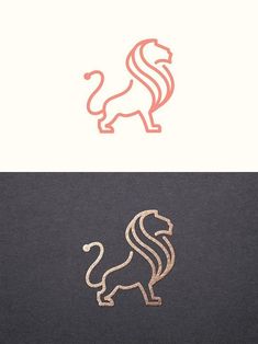 a lion logo is shown in two different colors