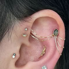 a person with ear piercings on their ears