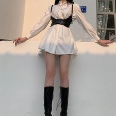 ❤Shirt dress with corset belt❤




Unit (cm)
 S.
 Length 80 Bust 118 Shoulder Width 50
 M.
 Length 84 Bust 125 Shoulder Width 51 Model Height 168cm Weight 52kg Wearing MSize Outfits With Corsets, Dress With Corset Belt, Shirt Dress With Corset, Corset Outfit, Dress With Corset, Belted Shirt Dress, Black Corset, Long Shirt Dress, White Shirt Dress