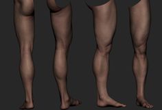 three different views of the legs and ankles of a man in swim trunks with no shoes