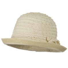 Woman's Ribbon Lace Braid Hat Summer Cloche Sun Hat, One Size Fits Most, Adjustable Brimmed Lined Hat, Lightweight Brimmed Hat In Cream, Lightweight Brimmed Hat In Cream Color, Lightweight Cream Brimmed Hat, Lightweight Cream Hat With Brim, Fitted Crochet Hat For Spring, Adjustable Lightweight Flat Brim Cloche Hat, Fitted Brimmed Crochet Hat For Beach