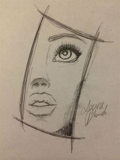 a drawing of a woman's face with long eyelashes