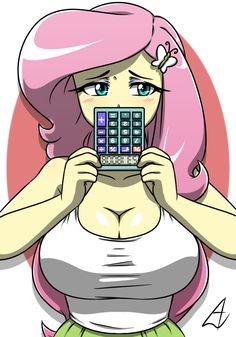 a woman with pink hair holding up a cell phone