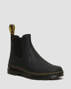 Shop Embury Leather Casual Chelsea Boots in Black at Dr. Martens. Free delivery on orders over $75 Womens Chelsea Boots, Dr Martens Womens, Black Dr Martens, Chelsea Boots Mens, Rugged Leather, Chelsea Boots Women, Chelsea Boots Men, Black Chelsea Boots, Casual Black