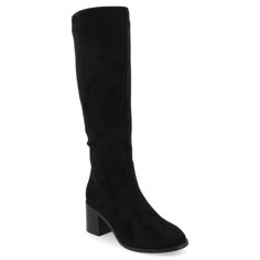 Journee Collection Womens Romilly Tru Comfort Foam Stacked Block Heel Round Toe Boots Classic Knee-high Boots With Stacked Heel For Winter, Classic Winter Knee-high Boots With Stacked Heel, Classic Knee-length Winter Boots, Classic Knee-high Winter Heeled Boots, Classic Knee-high Heeled Boots For Fall, Classic Knee-high Winter Boots, Knee-high Platform Boots With Stacked Heel, Wide Calf Block Heel Knee-high Boots For Winter, Knee-high Heeled Boots With Stacked Heel For Winter