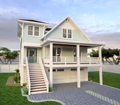 this is an artist's rendering of a two - story house with stairs leading up to the second floor