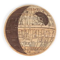 "The Star Wars Death Star Serving Board is perfect for cheese, bread, and appetizers. This durable parawood circular cutting board features a faithfully accurate depiction of the one-and-only Death Star and makes an explosively festive Star Wars addition to dinner parties, picnics, cocktail parties and any meal. The Star Wars Death Star Serving Board is perfect for cheese, bread, and appetizers. This durable parawood circular cutting board features a faithfully accurate depiction of the one-and- Wooden Serving Boards, Dark Side Star Wars, Wood Cheese Board, Disney Gift, Picnic Time, Cheese Bread, Colour Star, Disney Merchandise, Disney Star Wars