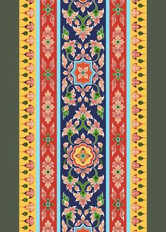 a colorful striped design with flowers and leaves