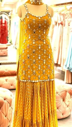 Yellow Sharara, Sharara Designs, Sharara Suit, Indian Dresses Traditional, Kurti Designs Party Wear